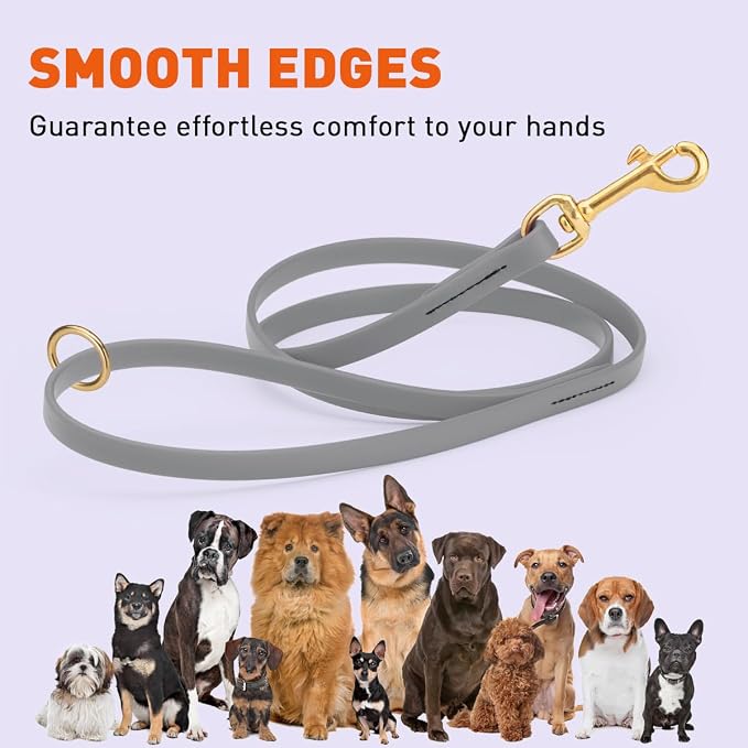 Viper Biothane K9 Working Dog Leash Waterproof Lead for Tracking Training Schutzhund Odor-Proof Long Line with Solid Brass Snap for Puppy Medium and Large Dogs 6ft, Battleship Gray