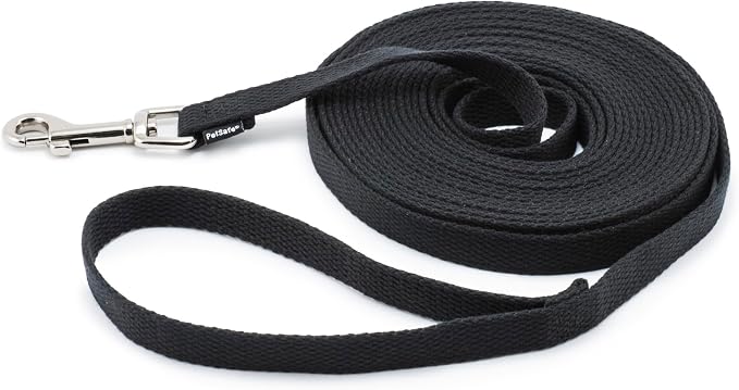 PetSafe Cotton Training Lead, 5/8" x 20', Black, Model:CTLD-5/8-X-20 | Durable Training Lead for Dogs, Ideal for Distance, Recall and Heeling Training, Safe on-Leash Play