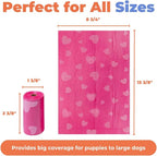 Best Pet Supplies Poop Bags for Dogs - Pink Heart, 150 Count | Scented, Leak-proof, Easy-Tear perforations, 15 Thick Bags per roll, Outdoor Walking & Travel, Fits Standard Holders