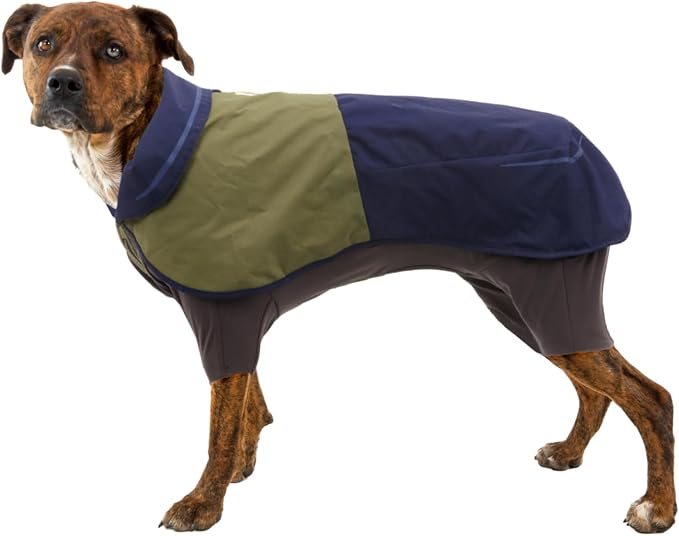 Ruffwear, Sun Shower Dog Raincoat Coverall, Waterproof & Windproof All-Weather Jacket with Full Coverage & Leg Straps, Lightweight & Reflective Dog Gear, Midnight Blue, Small