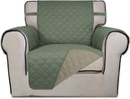 PureFit Reversible Chair Sofa Cover Dog Couch Covers for Sofa, 25.5 in | Greyish Green/Beige, Water Resistant Couch Protector, Washable Pet Couch Cover with Non Slip and Elastic Straps For Kids