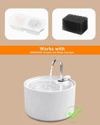 Ceramic Cat Water Fountain, 2.2L/74oz Cat Fountains for Drinking Indoor, Pet Water Fountain with Ultra-Quiet Pump (3 Filters + 3 Sponges)