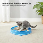 AUOON Cat Scratcher Toy with Ball Track for Indoor Cats and Kittens, Blue | 3 in 1 Interactive Cat Toy, Cat Scratch Pad with Cat Ball Toy and Cat Mouse Toy, for Chasing Exercise, Protect Furniture
