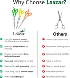 Laazar Dog Grooming Scissors Kit, Pet Grooming Scissors Set – Straight, Curved & Thinning Shears | Grooming Scissors for Dogs at Home | Safety Round Tips, Colorful Handles