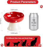Red and Orange Mushroom Cat Bowl Set, 2PCS Elevated Ceramic Bowls for Cats | Cute Mushroom Set, Elevated, Ceramic, Whisker Friendly, Multi-Cat