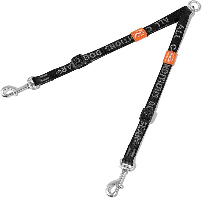 HOWGO Double Dog Leash,Tangle-Free 360 Swivel(Black, Pro S-M Splitter) | Individually Adjustable Length, Coupler Leads 2 Dogs,Aviation Aluminum Hooks,Durable Nylon,No-Tangle Walking,All Breeds
