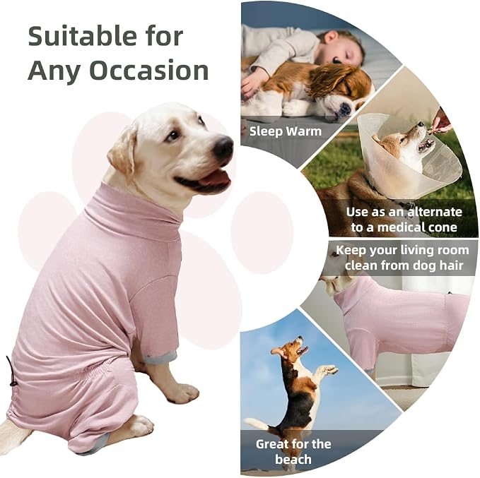 Dog Pyjamas PJS Sweater Clothes and Home Clothing Suitable for Medium to Large Breeds of Dogs, Dog Neutering Suits, Extra-Large Stretch Fabric, Four-Legged Clothes (Thin Pink, 3XL)
