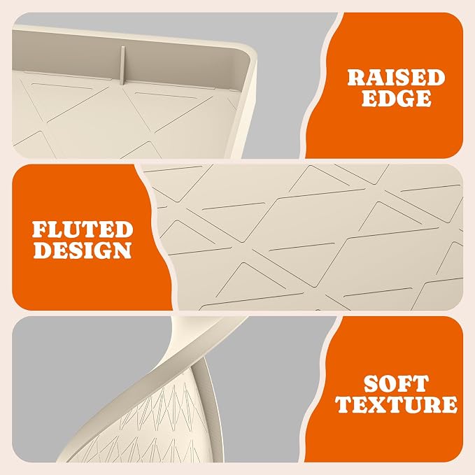 Pawtners Silicone Cat Litter Mat 34 x 22 in, Easy to Clean, Beige, 1 Pack | Non-Slip Kitty Litter Mat for Floor, Waterproof & Urine-Proof Cat Litter Mat Litter Trapping Mat, Soft on Kitty Paws