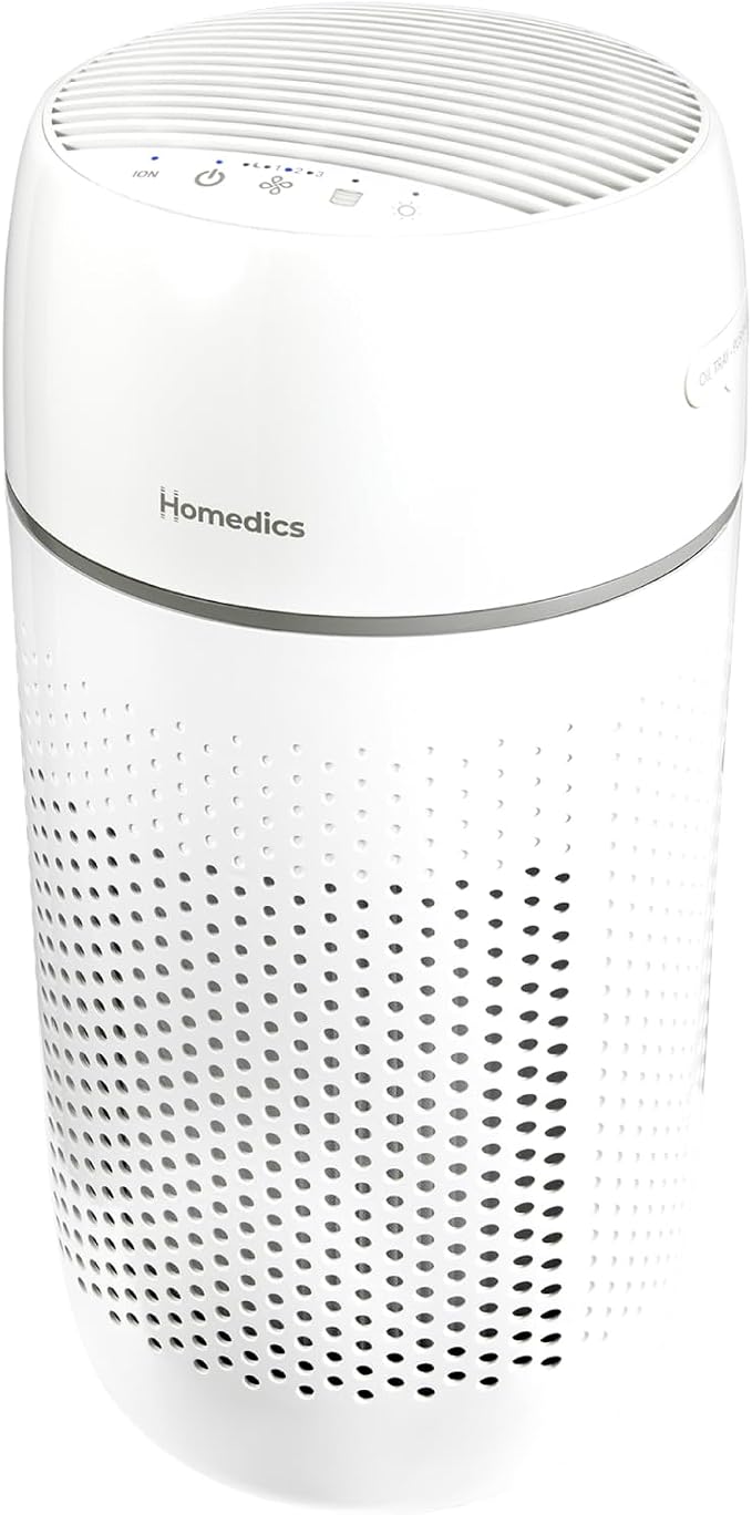 Homedics Air Purifier 5-in-1 HEPA-Type Filtration 853 Sq Ft | UV-C Technology and Carbon Odor Filter, 4 Speeds, Essential Oil Aromatherapy Tray, for Medium Rooms