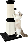 Cat Scratching Post for Indoor Cats, 32Inch Sisal Cat Scratcher | Wide Stable Base, Full-Body Stretching Cat Scratch Post, Heavy Duty Post for Cat Adults to Protect Furniture, Black and White