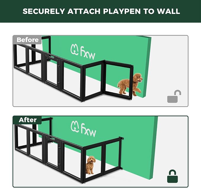 FXW Fence-to-Wall Anchors for AuraSpace Acrylic Indoor Dog Playpen | Fits AuraSpace 24"H, Connect Panels to the Wall, Expand Your Dog’s Play Area, Playpen Not Included