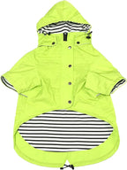 Morezi Dog Zip Up Raincoat with Reflective Buttons, Rain/Water Resistant, Adjustable Drawstring, Removable Hood, Raincoats with Legs 8lbs to 80lbs Available Light Green XL