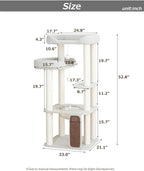 Cat Tree for Large Cat, Modern Senior Friendly Cat Tower with Wide Shelves Low Step, Cotton Scratching Posts, Super Sturdy Base, Cozy Perches, and Interactive Toys (Gray)