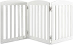 SPIRICH Dog Gate Indoor, Dog Gates for Doorways, Stairs, The House, Wooden Freestanding Foldable Pet Gate, Extra Wide Step Over Puppy Gate, 3 Panels, White