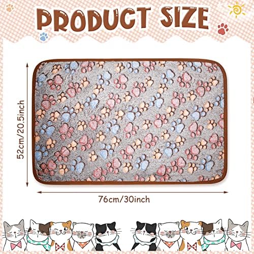 Tatuo 4 Pcs Fleece Dog Blanket for Puppy Cat, Black, 30 x 20.5 in, Paw - Image 3