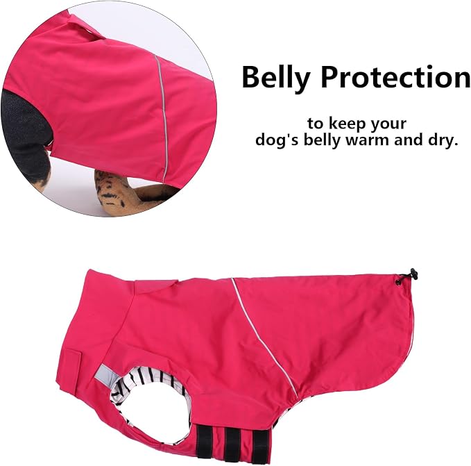 Dachshund Raincoat Weiner Dog Clothes Suitable for Dachshunds Corgi, Weiner, Dog Waterproof Coat with Reflective Stripe underbelly Protection - Pink - XS