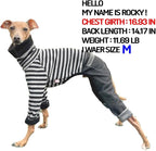 D Doggy Star Italian Greyhound Clothes Stripe Fleece Stretchable Denim Onesie Whippet for Dog Turtleneck Outfits Coat (3XL,Denim Black)
