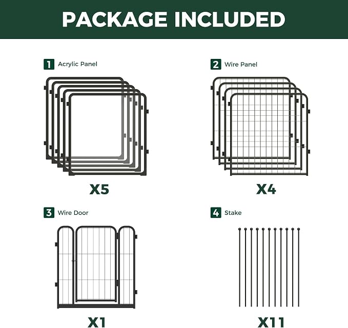 FXW AuraSpace Pro Acrylic & Wire Mesh Indoor Dog Playpen, 24" H, 10 Panels | Clear View, Heavy-duty Metal, Flexible Layouts, Easy Walk-Through, For Puppies & Small Dogs, Patented
