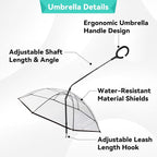 Namsan Small Dog Rain Umbrella, Windproof Rainproof Dog Umbrella with Adjustable Leash, Clear Dog Umbrella Leash for Small Dogs, Self-Assembly Puppy Walking Umbrella