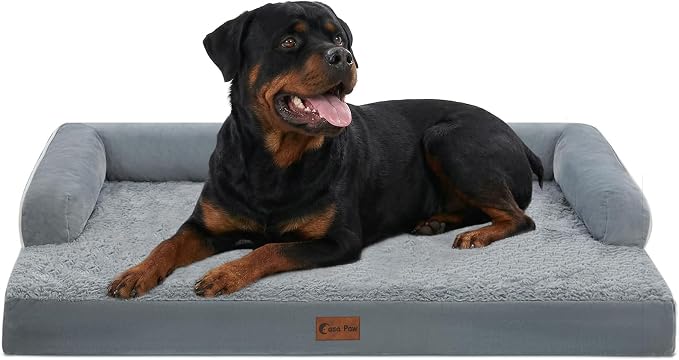 Waterproof Orthopedic Dog Bed for Extra Large Dogs, 48x30in, Grey | Orthopedic Foam Eases Joint Pressure, Bolsters Supports Head And Neck, Washable Pet Beds, Removable Cover, Non-Slip Bottom