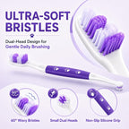 Dog Toothbrush, Dual-Head, for Medium Large Dogs, Purple | Soft Bristles for Gentle Cleaning ,60° Curved Bristles for Better Coverage ,Comfortable for Sensitive Gums