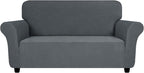 ZNSAYOTX Super Stretch Loveseat Covers (57"-70"), New Striped Love Seat Slipcover, Dogs Pet Friendly Anti-Slip Couch Protector Spandex Durable 2 Seater Fabric Sofa Cover (Dark Grey, Loveseat)