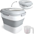 Viretec Cereal Rice Storage Containers, 20 to 50Lbs Collapsible Dry Food Dispenser Bins with Airtight Flip Lid Rolling Wheel, Kitchen Pantry to Store Sugar Flour, Dog Pet Cat Food Holder Container