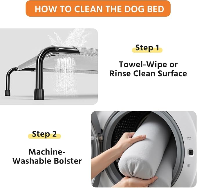 Simple Trending Elevated Dog Bed for Large Dogs, Cooling Raised Dog Cot with Bolsters, Breathable Pet Bed for Outdoor, 47.75" x 31", Grey