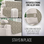 Sofa Shield® Couch Slip Covers for Dogs, Reversible Furniture Protector with Strap, Stain and Tear Resistant Cushion Cover, 70 inch Seat, Machine Washable Slipcover Pets, Cats, Damask Latte Ivory