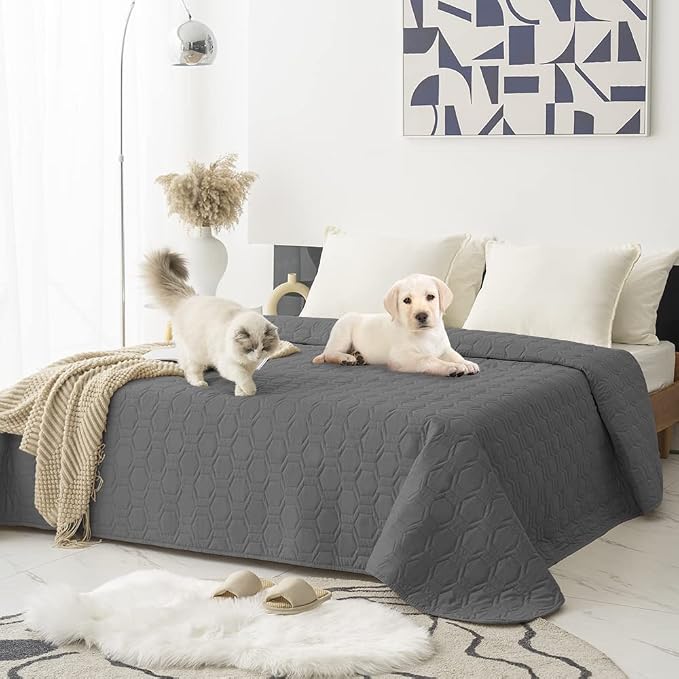 Tcksstex Waterproof and Non-Slip Dog Bed Cover and Pet Blanket Sofa Pet Bed Mat ，car Incontinence Mattress Protectors Furniture Couch Cover for Most Cats Dogs, Pets（40x50-Dark Grey）