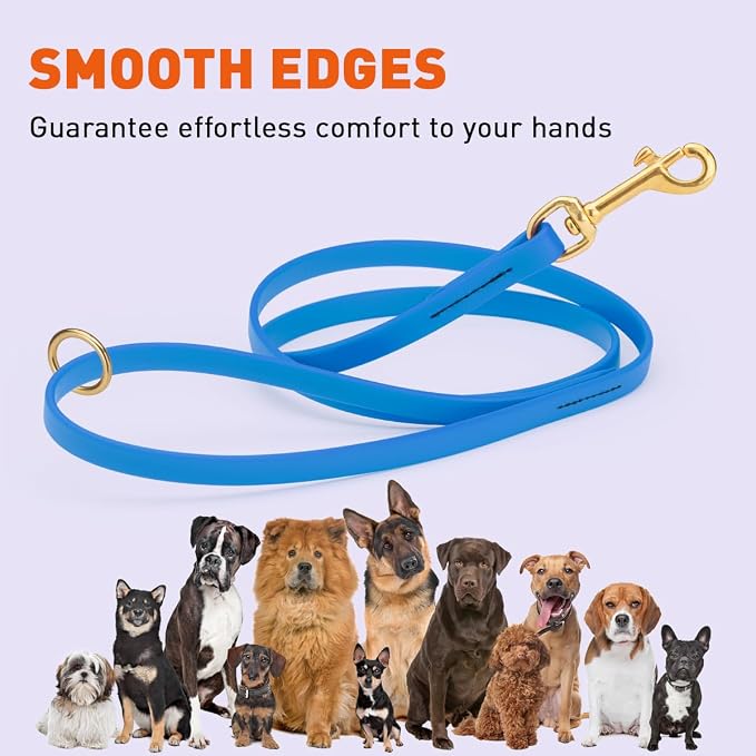 Viper Biothane K9 Working Dog Leash Waterproof Lead for Tracking Training Schutzhund Odor-Proof Long Line with Solid Brass Snap for Puppy Medium and Large Dogs 4ft, Cerulean Blue