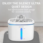 Cat Water Fountain,2.5L/84oz Pet Water Fountain for Cats Inside, Cat Fountain for Drinking with Ultra Quiet Pump(≤20dB)& LED Blue Light - for Pets Small Animals