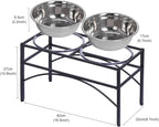 Elevated Dog Bowls Raised Pet Feeder Cat Food Water Diner Stand Set | W/ 2 Removable Stainless Steel Bowls for Medium-Sized Dogs 10.62" in Height Protect Your Pets' Spine