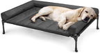 Veehoo Outdoor Elevated Dog Bed with Waterproof Bolster Cushion, Cooling | Raised Dog Bed with Removable & Washable Mat Topper, Breathable Mesh, Dog Couch Cot for Indoor Outdoor, 42", Large, Black