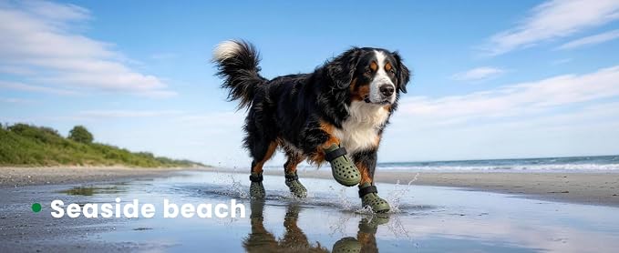 Dog Shoes for Hot Pavement - Comfortable Paw Protection for Medium & Large Dogs, Adjustable Strap & Non-Slip, Easy-Clean, Outdoor Sports Boots, Dog Booties for Summer Rain (Green, XL)
