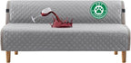Turquoize 100% Waterproof Futon Cover Futon Slipcover Washable Armless Sofa Bed Slipcover Protector Seat Width Up to 70" with Adjustable Elastic Strap Anti-Slip for Dogs, Dove Gray