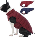Lelepet Reversible Dog Coat Windproof Dog Jacket Lightweight Puffer Vest | Windproof Wintet Jacket Warm Coats for Medium Dogs Adjustbale Hook & Loop Pet Apparel with Leash Hole, Pug, Wine Red, M