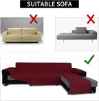 Easy-Going Reversible L-Shape Sectional Couch Cover, X-Large, Christmas Red | Soft Sofa Slipcover For Dogs, Fits Left/Right Chaise Lounge Protector, Water Resistant Mat For Living Room