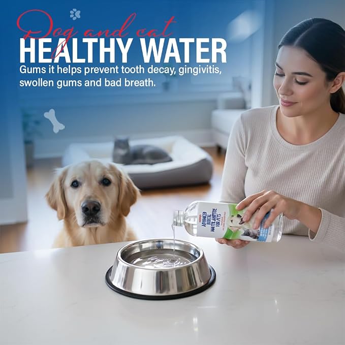 Premium Advanced Dog and cat Dental Water Additive – #1 Rated Fresh Breath & Plaque Fighter - Vet Recommended, Made in USA, 17 fl oz.