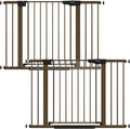 Cumbor 2 Pack 30-46" Baby Gate for Stairs, Mom's Choice Awards Winner-Auto Close Dog Gate for doorways, Easy Install Pressure Mounted Pet Gates Indoor, Easy Walk Thru Wide Safety Gate for Dog, Brown