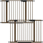 Cumbor 2 Pack 30-46" Baby Gate for Stairs, Mom's Choice Awards Winner-Auto Close Dog Gate for doorways, Easy Install Pressure Mounted Pet Gates Indoor, Easy Walk Thru Wide Safety Gate for Dog, Brown
