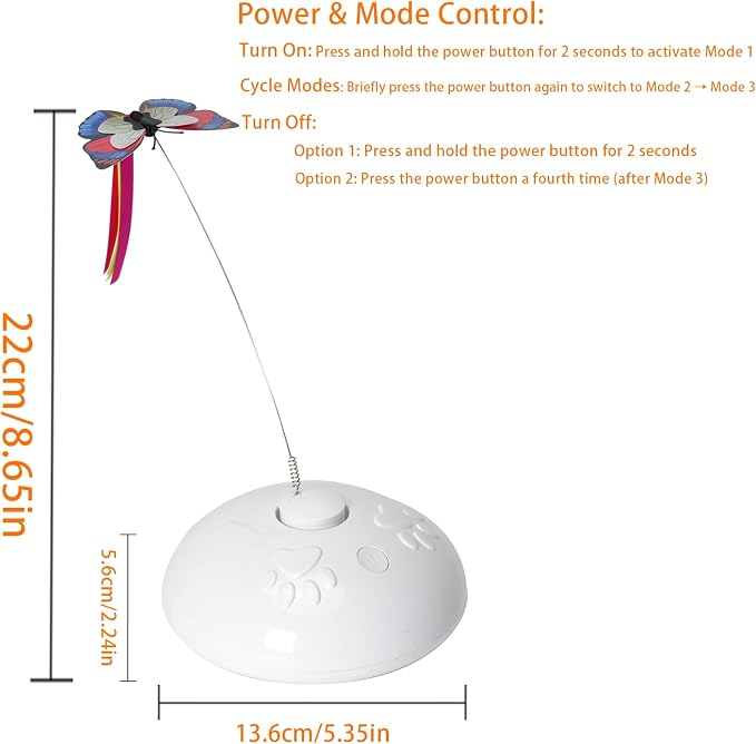 Cat Toy 3in1 Automatic Interactive Wand Toy for Indoor Cats,Moving Butterfly&Glowing Feathers Speedy Tail,Rechargeable Cat Enrichment Toys for Kittens