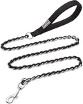 S-ETOVUS-Chain Dog Leash, Bite-Proof Metal Leash, with Padded Handle | Three Sizes 7.25FT/5.2FT/4FT, Woven From Nylon Rope And Chain, Durable And Bite-Resistant, Comfortable With Padded Handles