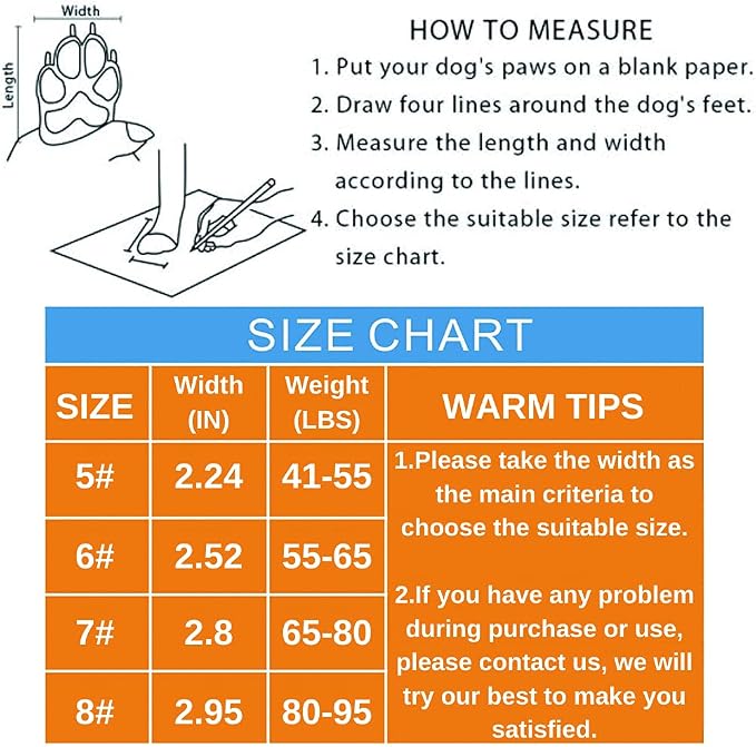 Teamoo Dog Snow Boots for Winter: Durable Waterproof Anti-Slip Dog Booties for Medium Large Size Dogs with Adjustable Reflective Straps - Black Size 6