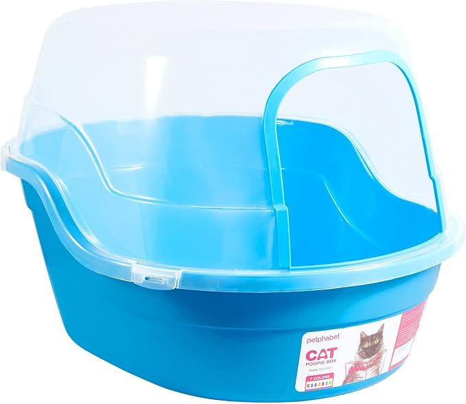 Petphabet Jumbo Hooded Cat Litter Box, Extra Large, Light Blue