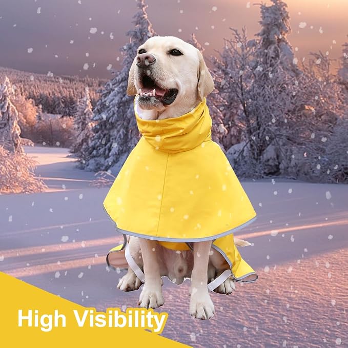 Reflective Dog Raincoat Waterproof Adjustable Dog Hooded Poncho Raincoat for Medium Large Dogs, Lightweight Pet Rain Jacket(Yellow, 5XL)