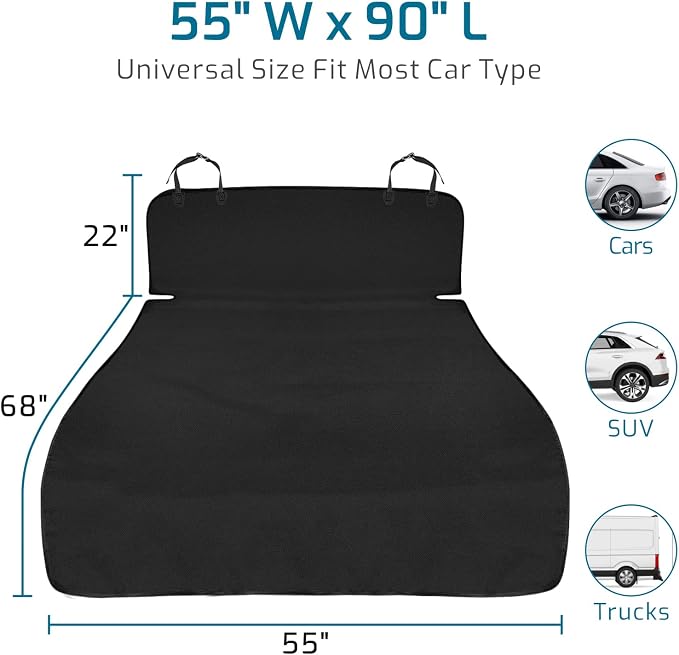 Veckle SUV Cargo Liner for Dogs - Trunk Cover with Bumper Flap Protector | Water Resistant Pet Cargo Cover, Low-Profile Padded Mat, Dog Car Seat Cover Prevents Scratches Pet Hair Mud Dirt