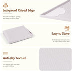 Silicone Cat Litter Box Mat 38'' x 25'' Cat Mat with Toy, White | Extra Large Litter Mat with lip, Non-Slip Waterproof Cat Litter Mat Litter Trapping Mat for Floor, Easy to Clean