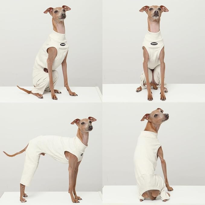 D Doggy Star Italian Greyhound Clothes High-Stretch Sleeveless Onesie for Styling (2XL,Coordi Otameal)