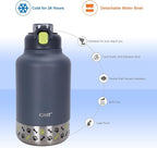 GiNT 37oz Insulated Stainless Steel Dog & Human Water Bottle | Leakproof Travel Dispenser with Detachable 10oz Bowl, 24H Cold/12H Hot, Carrying Case for Walking, Hiking, Camping & Outdoor Travel